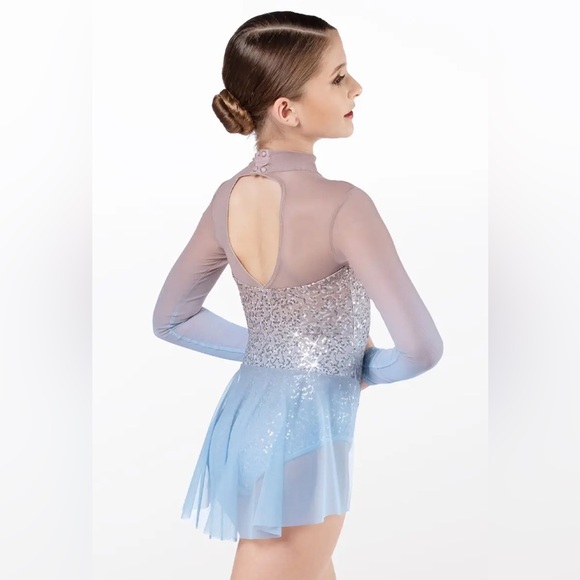 Weissman Ombré Tan Nude Blue Sequins Dress Leotard Dance You Are the Reason NEW - Picture 3 of 12